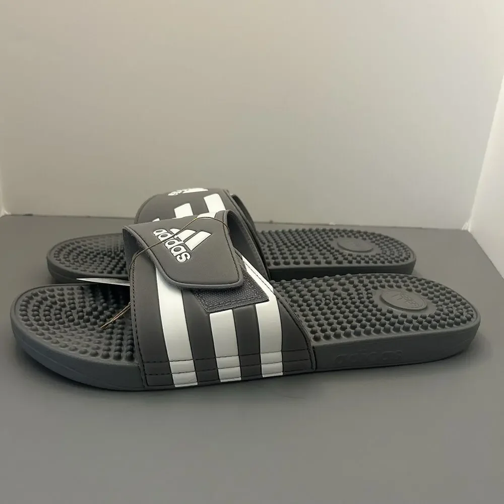 ADIDAS Mens Adissage Slides Sandal Grey/White/Grey Size 18 US HQ4373 NEW